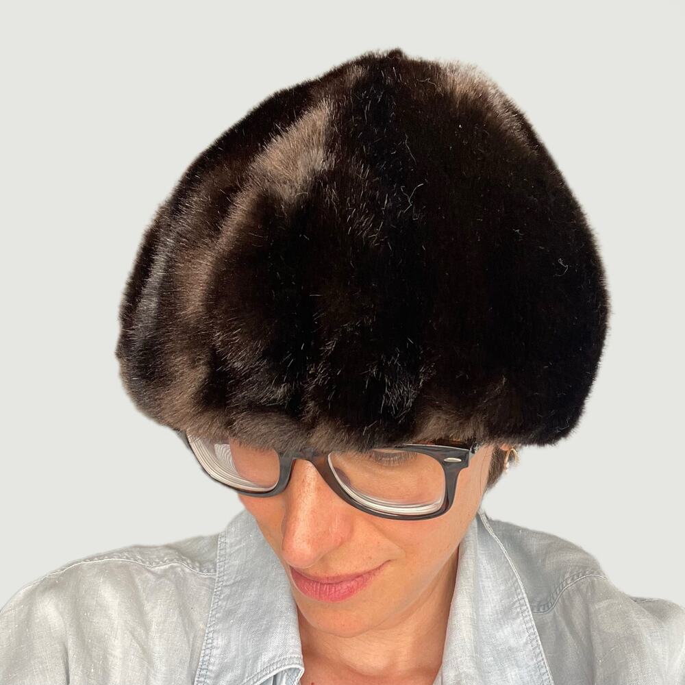 Vintage‎ 60s 70s faux fur brown hat